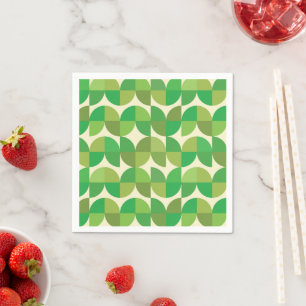 Mid Century Green Geometric Abstract  pattern  Napkin