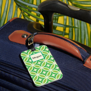 Mid Century Green Starbursts on circles custom Luggage Tag