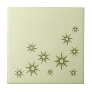 Mid-Century Green Starbursts Tile