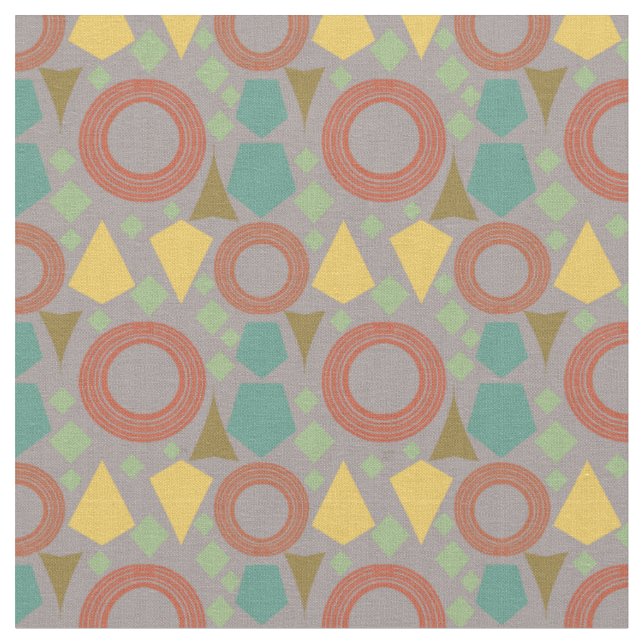 Mid Century Grey Geometric Fabric (Close Up)