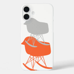 Mid-Century Grey Pattern Chair Silhouette iPhone 16 Plus Case
