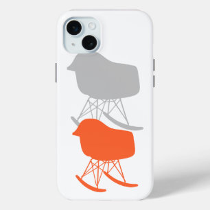 Mid-Century Grey Pattern Chair Silhouette iPhone 15 Mini Case