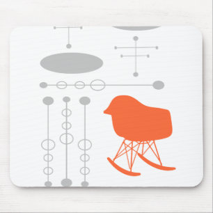 Mid-Century Grey Pattern Chair Silhouette Mouse Mat