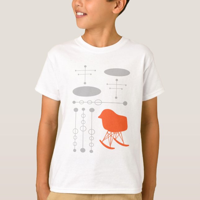 Mid-Century Grey Pattern Chair Silhouette T-Shirt (Front)