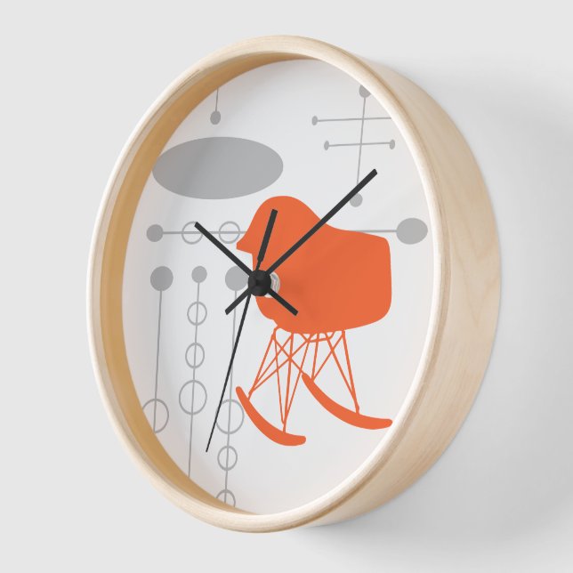 Mid-Century Grey Pattern Chair Silhouette Wall Clock (Angle)