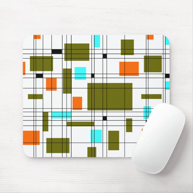 Mid Century Grid Mouse Mat (With Mouse)