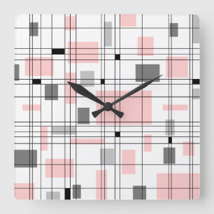 Mid Century Grid Square Wall Clock