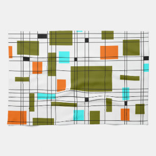 Mid Century Grid Tea Towel