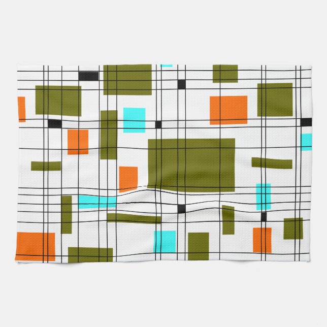 Mid Century Grid Tea Towel (Horizontal)
