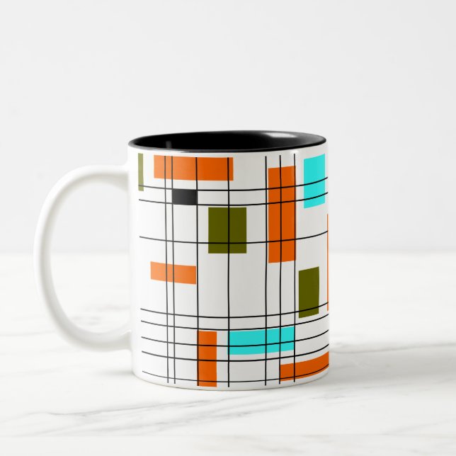 Mid Century Grid Two-Tone Coffee Mug (Left)