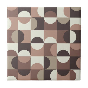 Mid Century Half Circles in Mocha Mousse and brown Tile