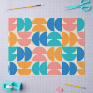 Mid Century Half Circles in Orange teal blue coral Tissue Paper