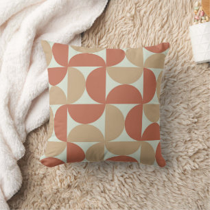 Mid Century Half Circles in Tan and Terracotta Cushion