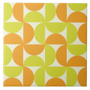 Mid Century Half Circles Orange and Yellow  Tile