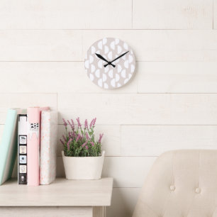 Mid Century Half Moon Glam #2 #abstract #geo #art Round Clock