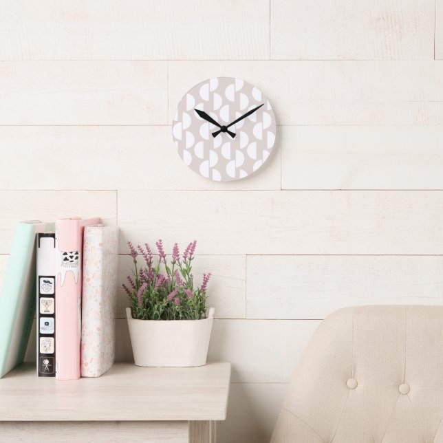 Mid Century Half Moon Glam #2 #abstract #geo #art Round Clock (Reading Room)