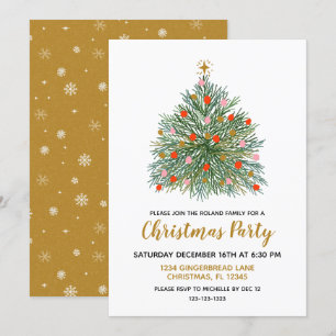 Mid Century Hand-drawn Christmas Party Invitation