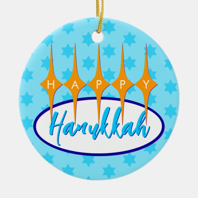 Mid Century Hanukkah/Christmas Ceramic Tree Decoration (Front)