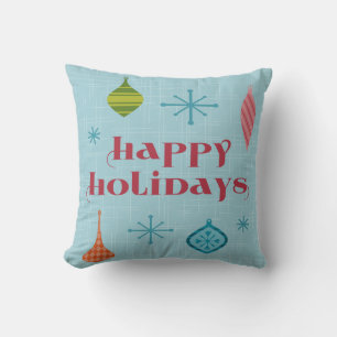 Mid Century Happy Holidays Cushion
