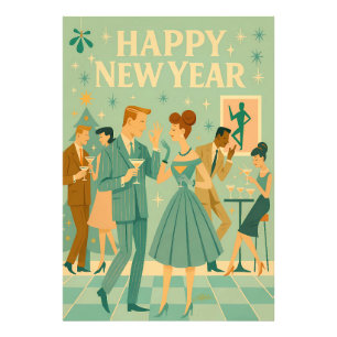 Mid Century Happy New Year The Martini Dance Photo Print