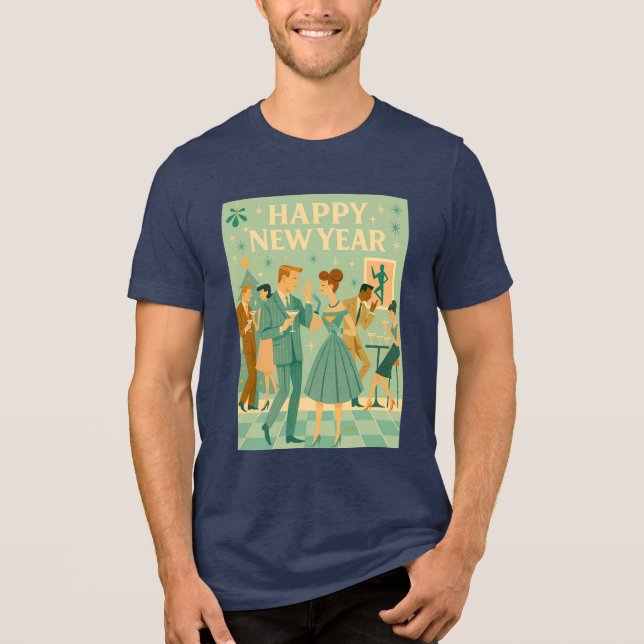 Mid Century Happy New Year The Martini Dance Tri-Blend Shirt (Front)