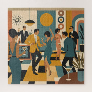 Mid Century Hip Martini Dance Party Jigsaw Puzzle