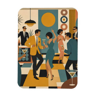 Mid Century Hip Martini Dance Party Magnet
