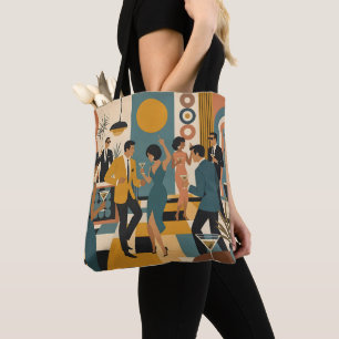 Mid Century Hip Martini Dance Party Tote Bag