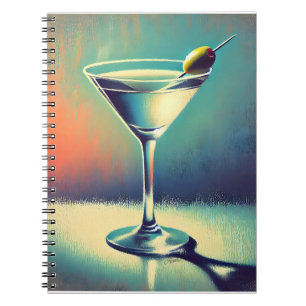 Mid Century I Love The Blues Martini Art Notebook