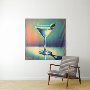Mid Century I Love The Blues Martini Art Tapestry