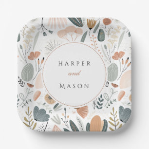 Mid-Century Inspired Botanical Wedding Paper Plate