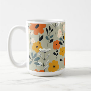 Mid Century Inspired Floral Pattern Coffee Mug