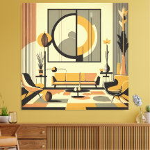 Mid Century Interior Design Autumn Hues Livingroom