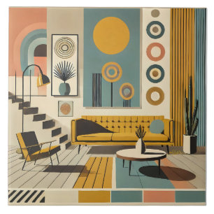 Mid Century Interior Design Desert Livingroom Tile