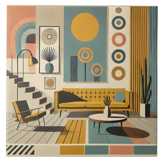 Mid Century Interior Design Desert Livingroom Tile (Front)
