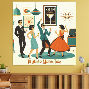 Mid Century Its Atomic Martini Time Cocktail Party Canvas Print