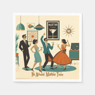 Mid Century Its Atomic Martini Time Cocktail Party Napkin