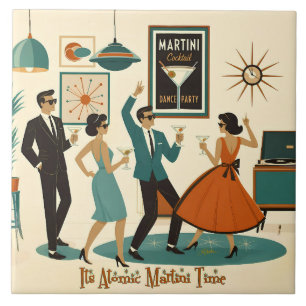 Mid Century Its Atomic Martini Time Cocktail Party Tile