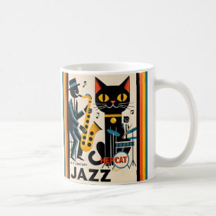 Mid Century Jazz Age HepCat Black Cat Coffee Mug