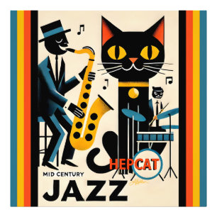 Mid Century Jazz Age HepCat Black Cat Photo Print