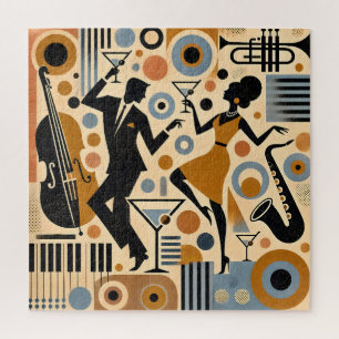 Mid Century Jazz Age Minimalist Art Martini Dance Jigsaw Puzzle