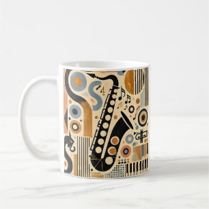 Mid Century Jazz Age Minimalist Art Saxophone Coffee Mug