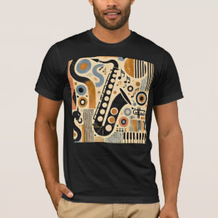 Mid Century Jazz Age Minimalist Art Saxophone T-Shirt