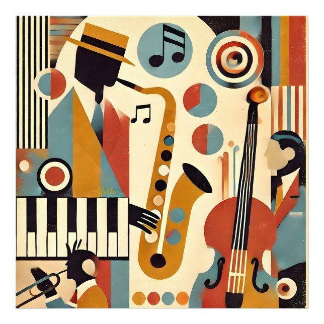 Mid Century Jazz Age Modern Minimalist Trio Photo Print (Front)