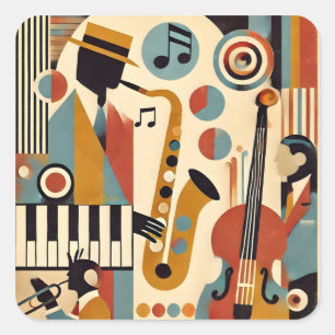 Mid Century Jazz Age Modern Minimalist Trio Square Sticker