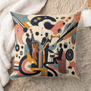 Mid Century Jazz Age Psychedelic Trio Cushion