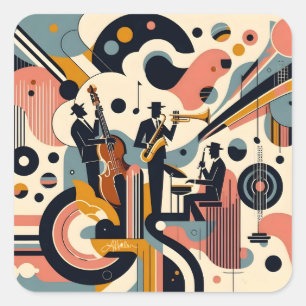 Mid Century Jazz Age Psychedelic Trio Square Sticker