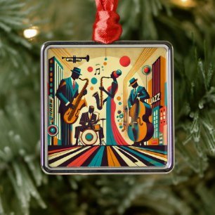Mid Century Jazz Age Quartet Metal Tree Decoration