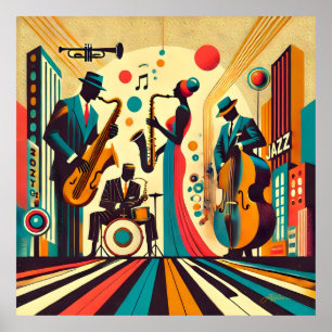 Mid Century Jazz Age Quartet Poster