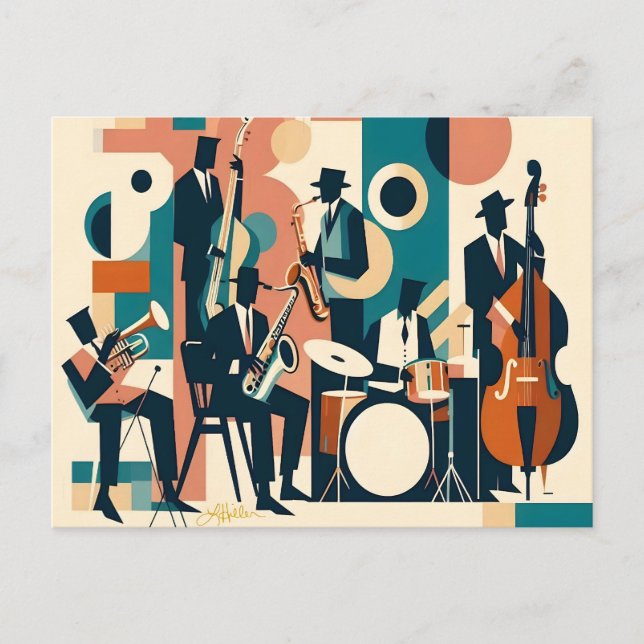Mid Century Jazz Age Sextet Postcard (Front)
